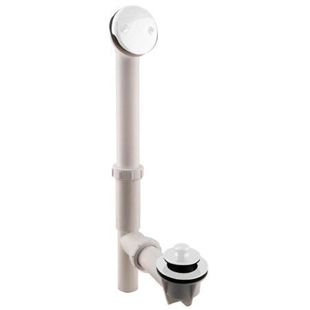 Westbrass White 1-1/2" Tubular Pull & Drain Bath Waste in PowderCoated White 597244-50